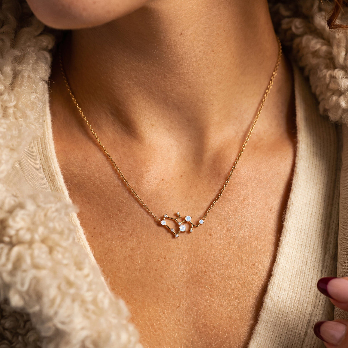 Moonstone Necklace - Sagittarius Zodiac Constellation