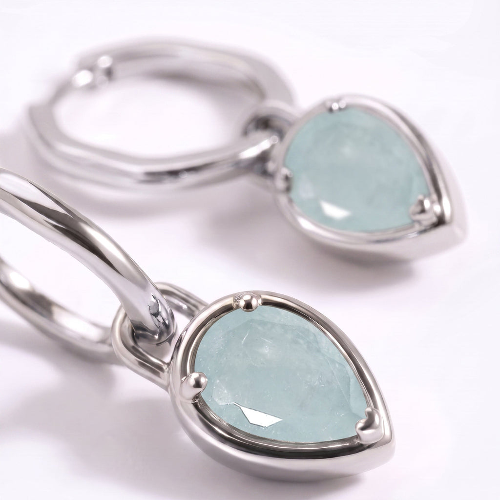Aquamarine Talis Hoops - March Birthstone