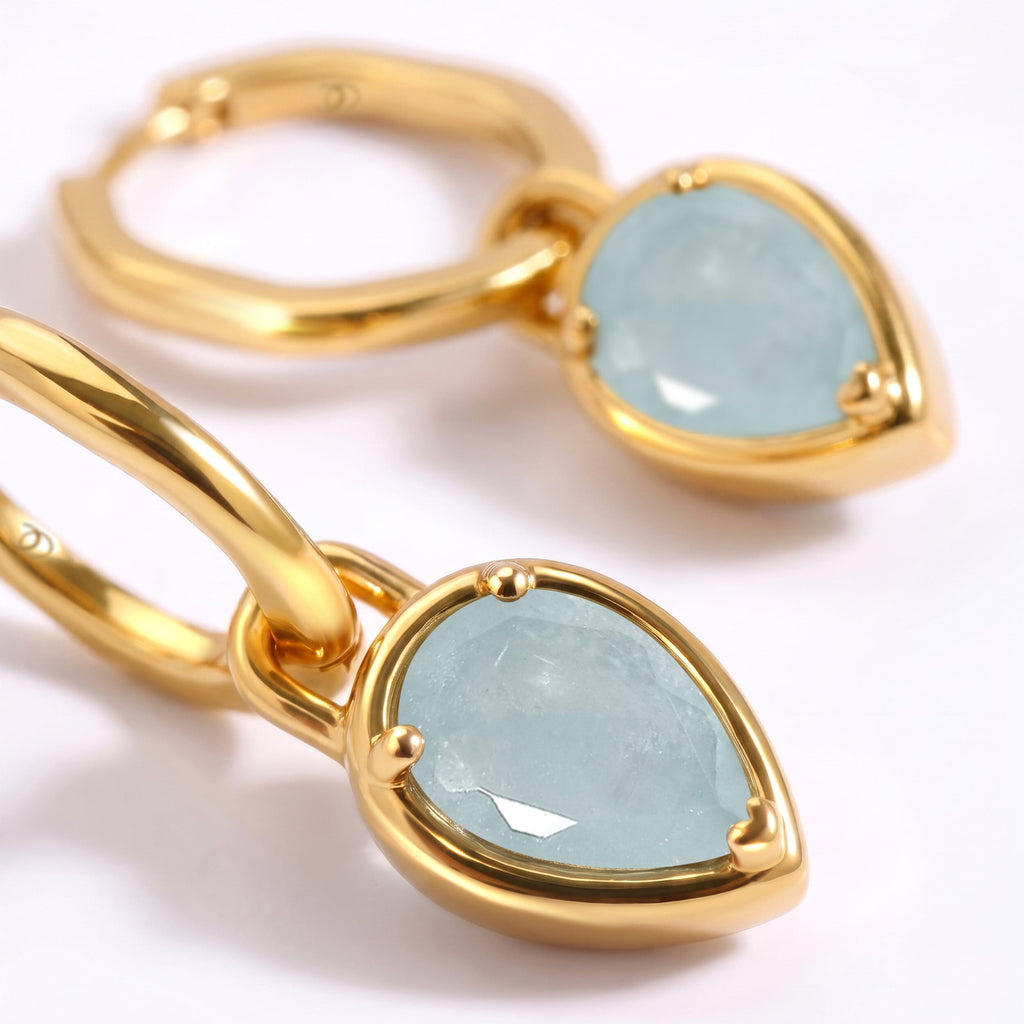 Aquamarine Talis Hoops - March Birthstone