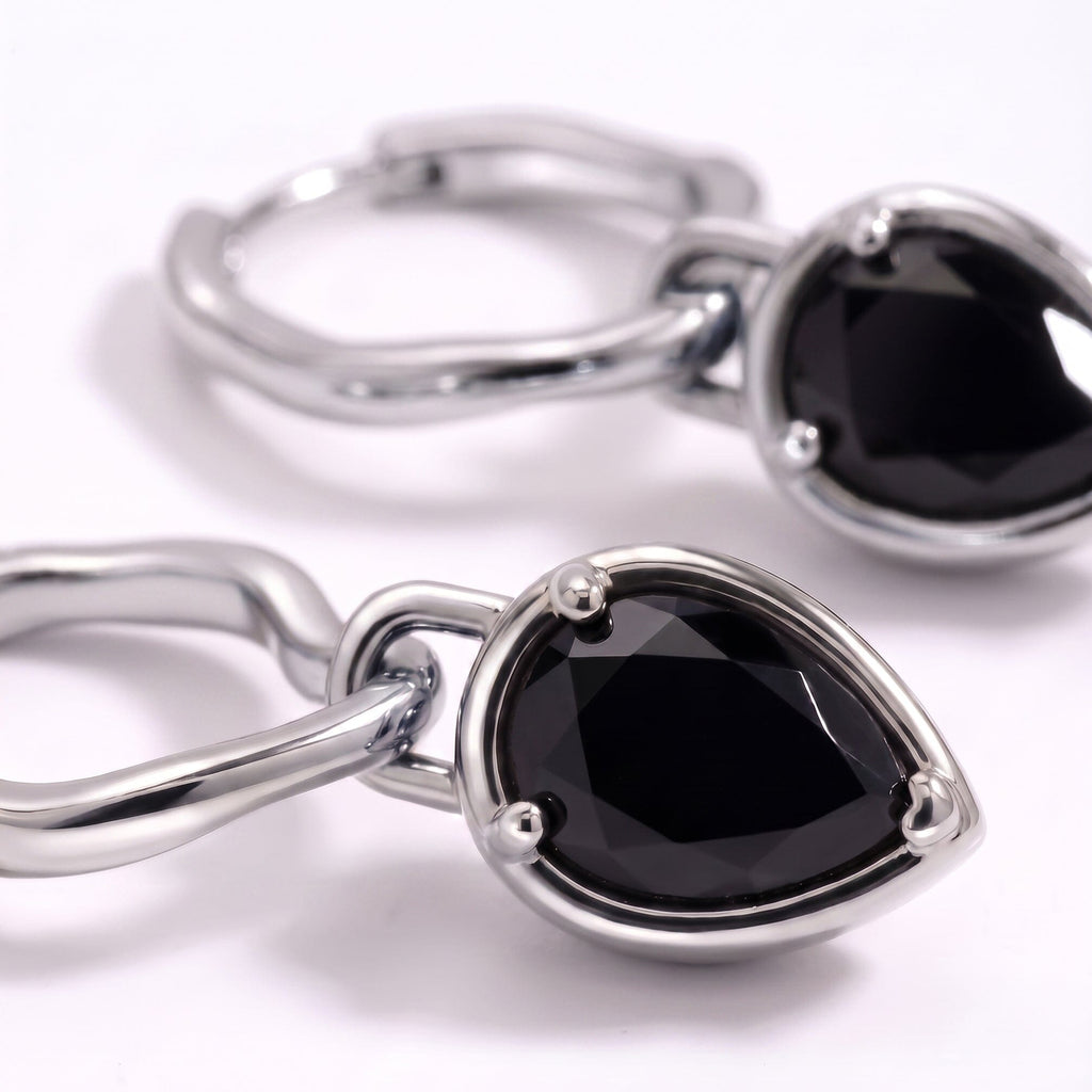 Black Onyx Talis Hoops - December Birthstone