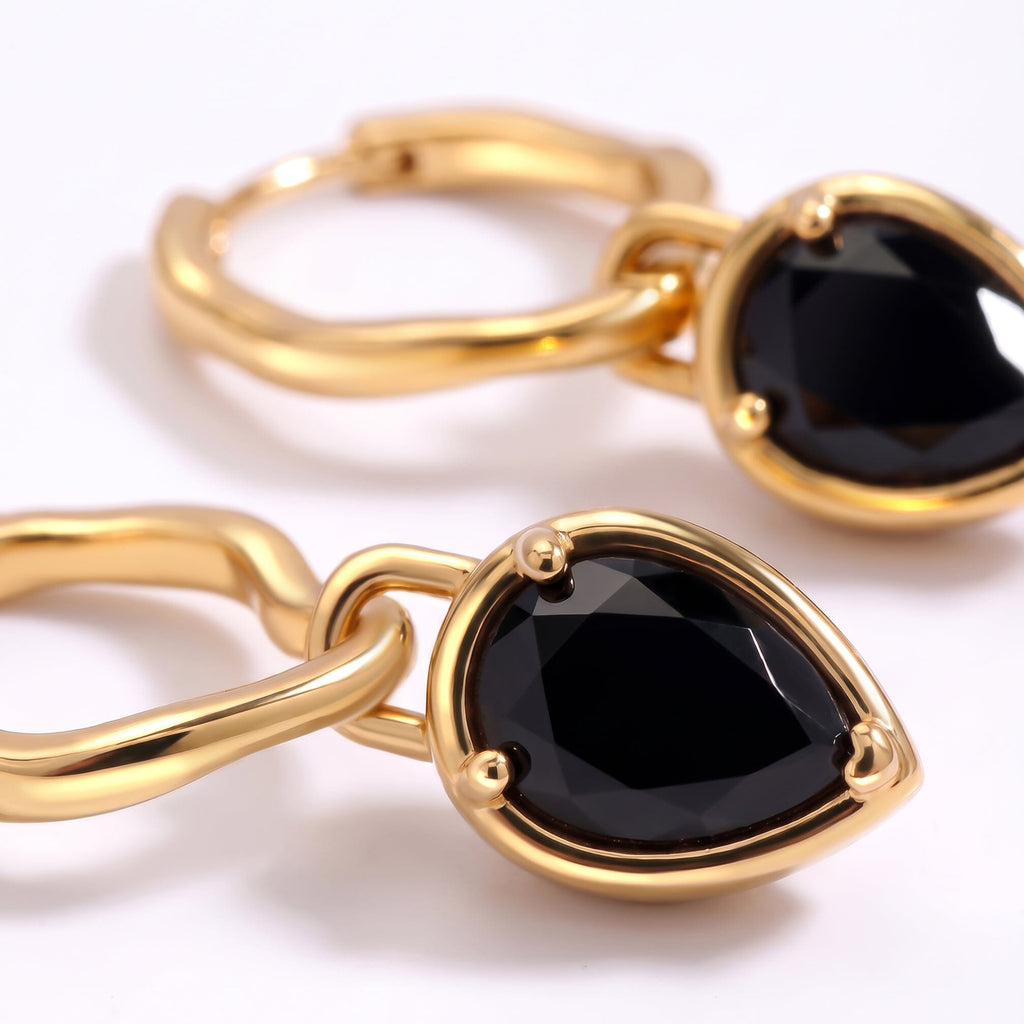 Black Onyx Talis Hoops - December Birthstone
