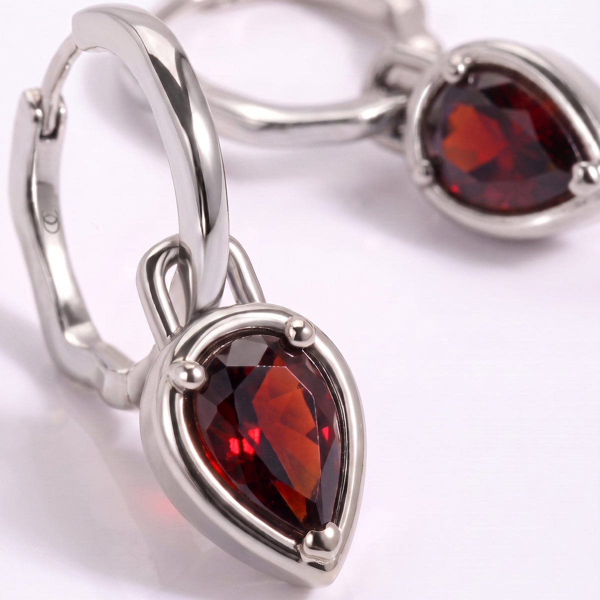 Garnet Talis Hoops - January Birthstone