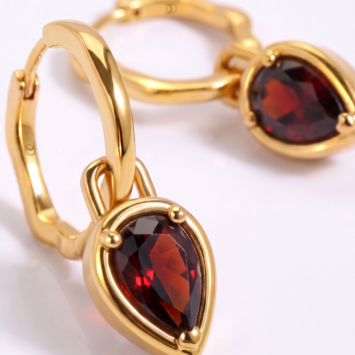 Garnet Talis Hoops - January Birthstone
