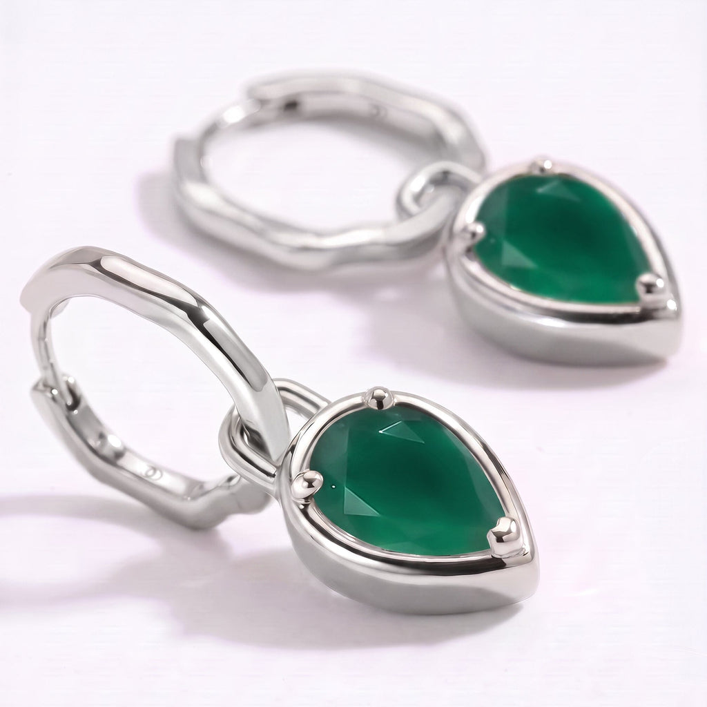 Green Onyx Talis Hoops - May Birthstone