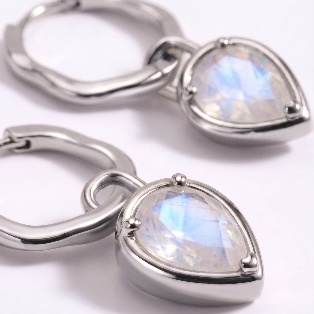 Moonstone Talis Hoops - June Birthstone