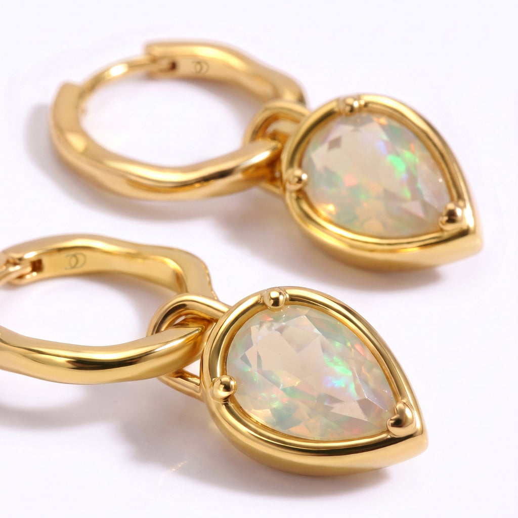 Opal Talis Hoops - October Birthstone