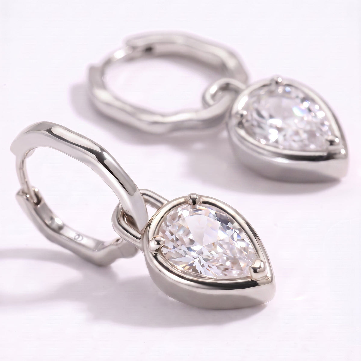 White Topaz Talis Hoops - April Birthstone