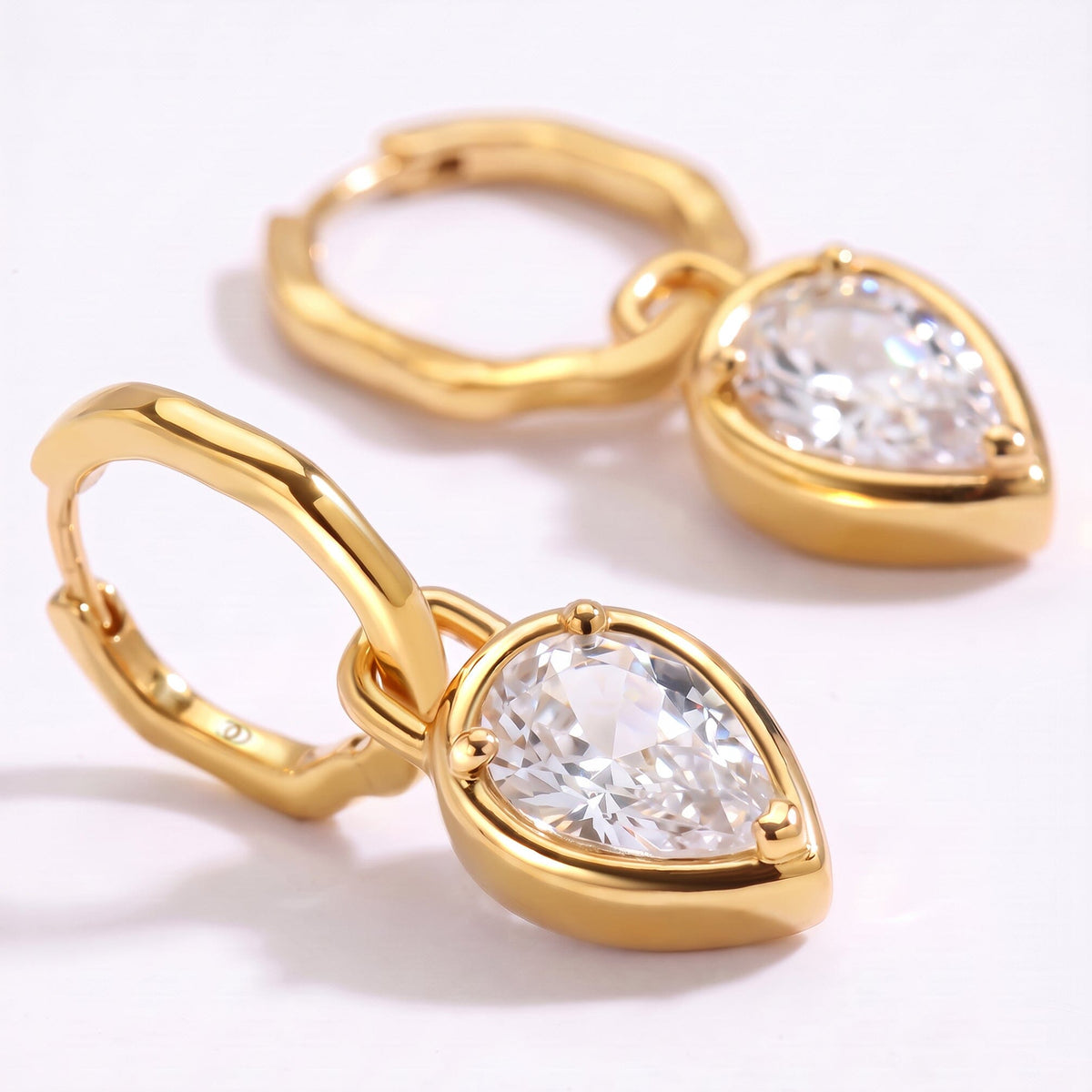White Topaz Talis Hoops - April Birthstone