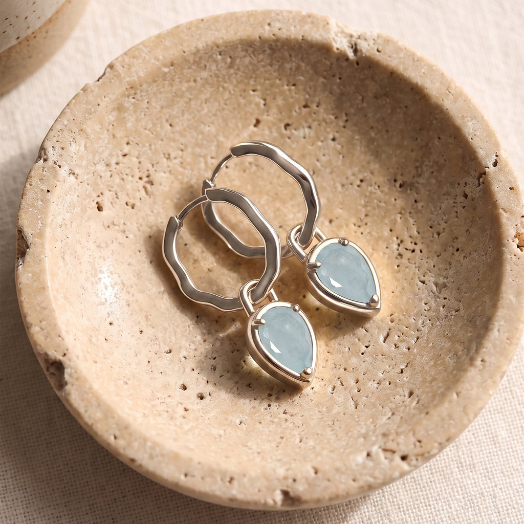 Aquamarine Talis Hoops - March Birthstone