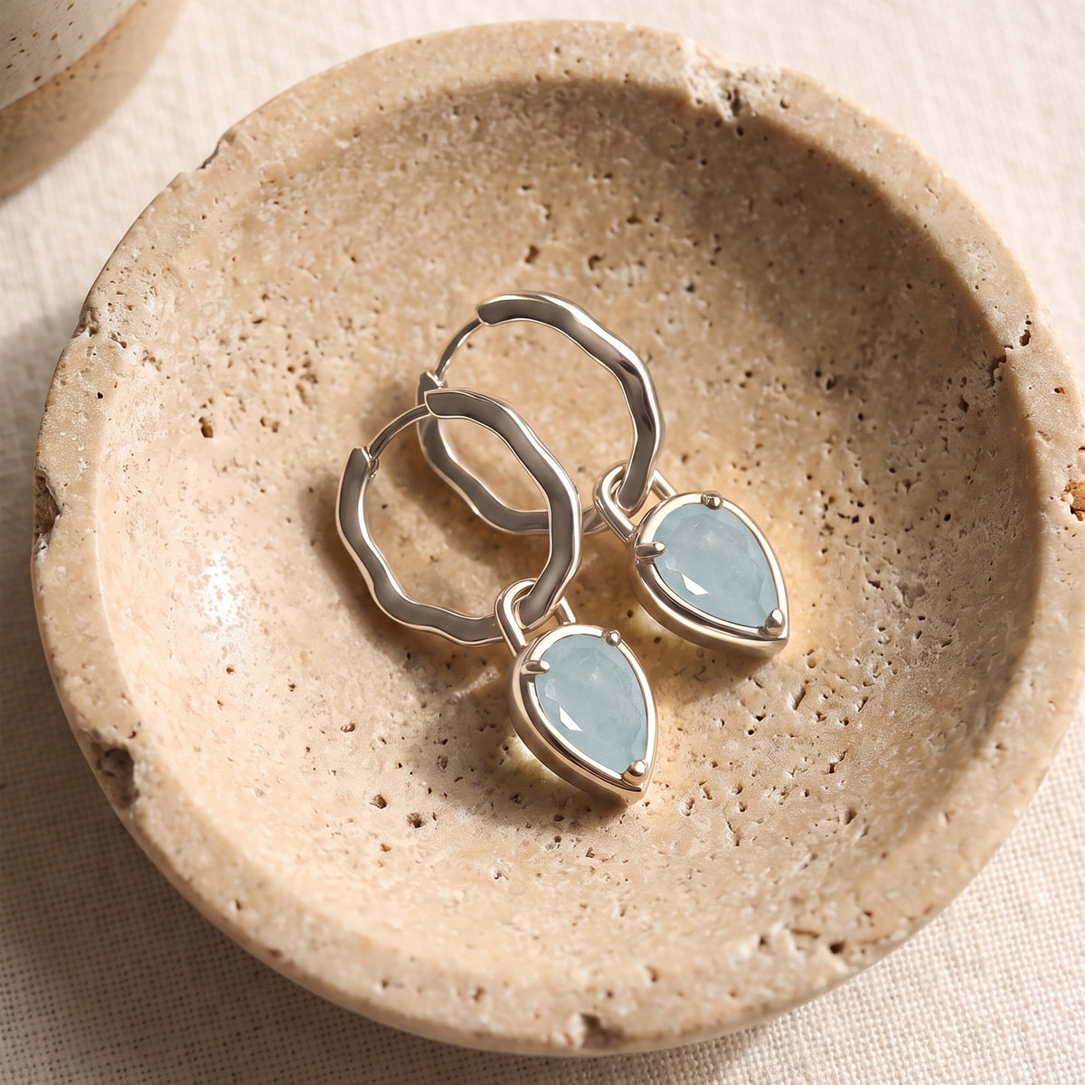 Aquamarine Talis Hoops - March Birthstone