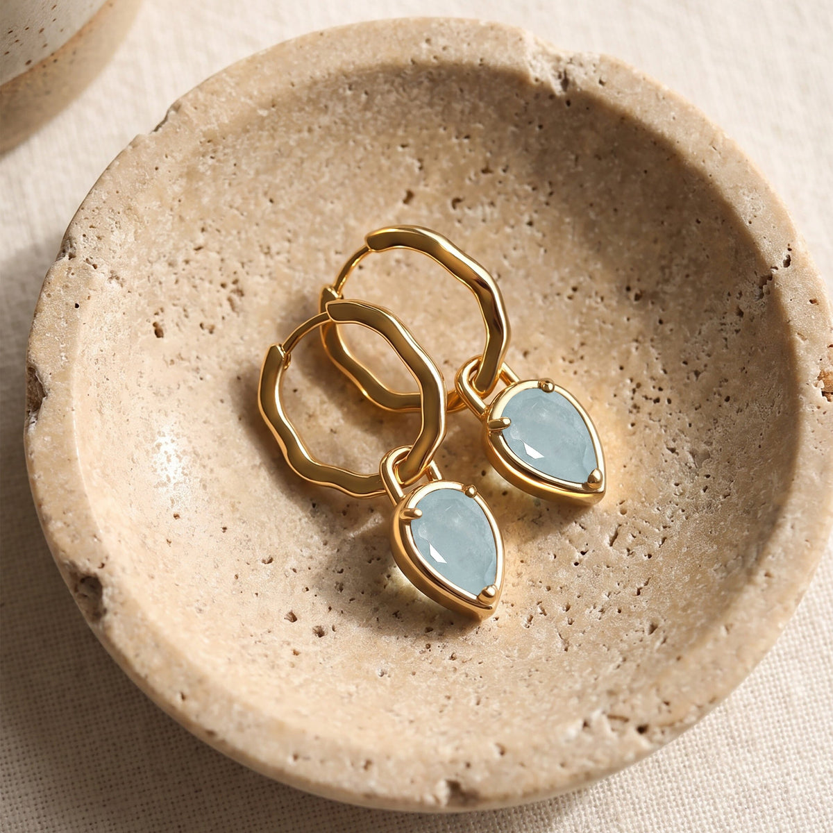 Aquamarine Talis Hoops - March Birthstone