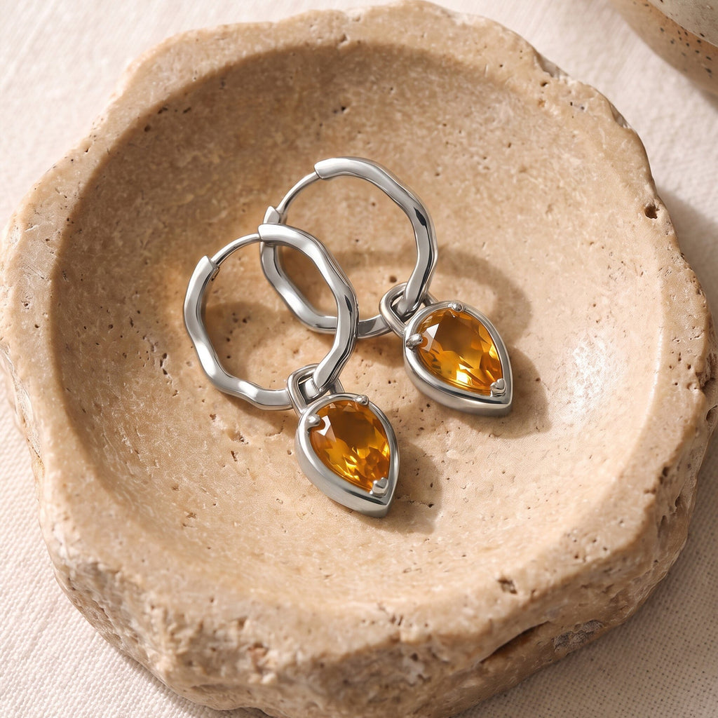 Citrine Talis Hoops - November Birthstone