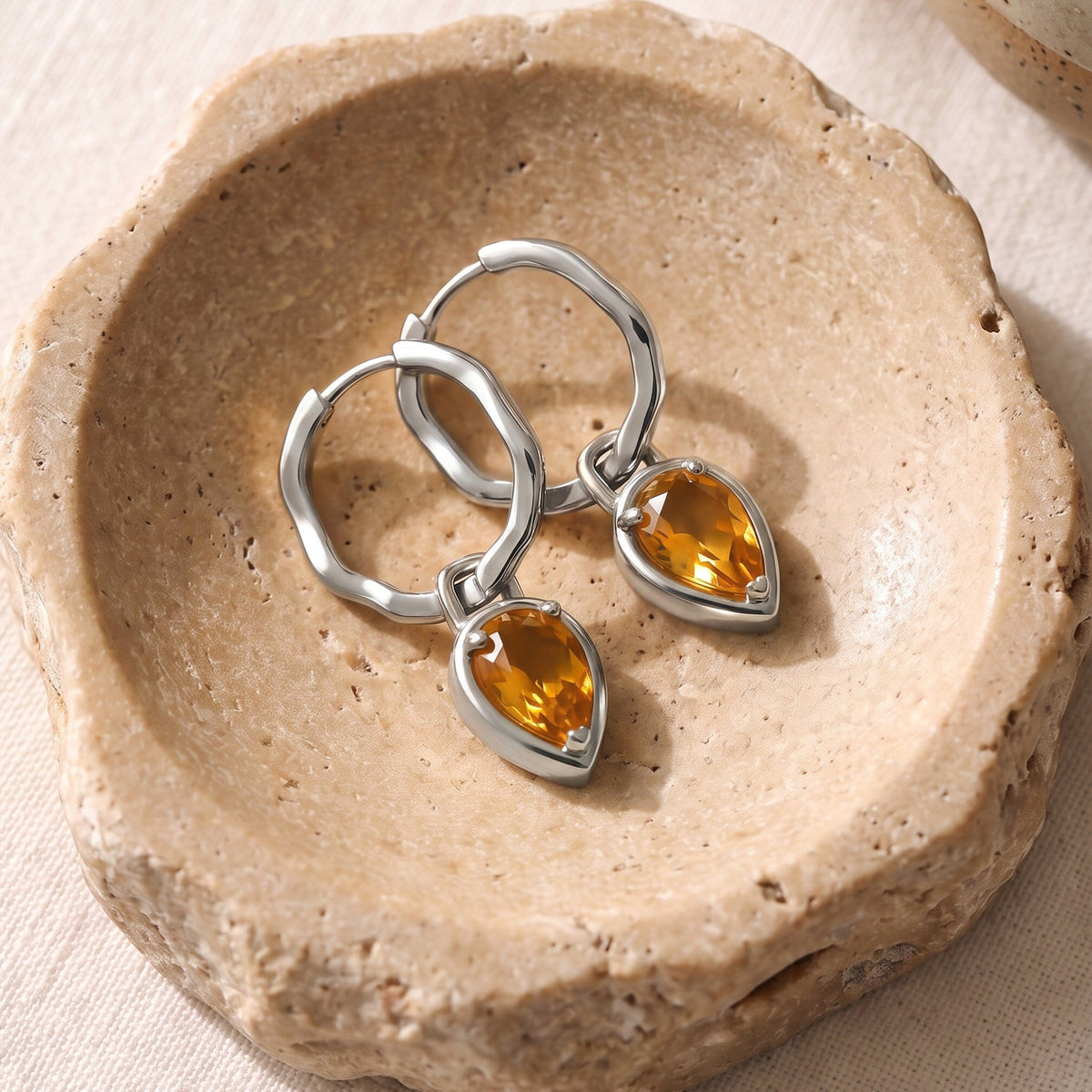 Citrine Talis Hoops - November Birthstone
