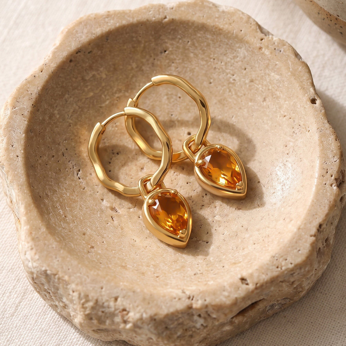 Citrine Talis Hoops - November Birthstone