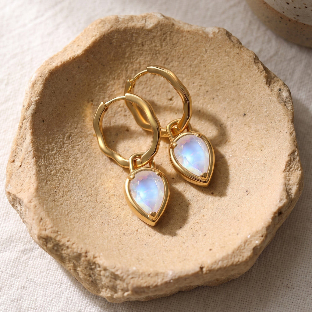 Moonstone Talis Hoops - June Birthstone