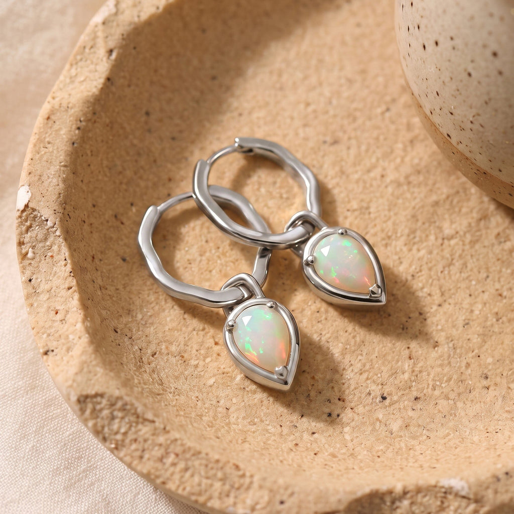 Opal Talis Hoops - October Birthstone