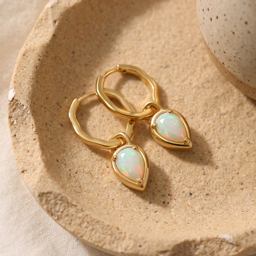 Opal Talis Hoops - October Birthstone