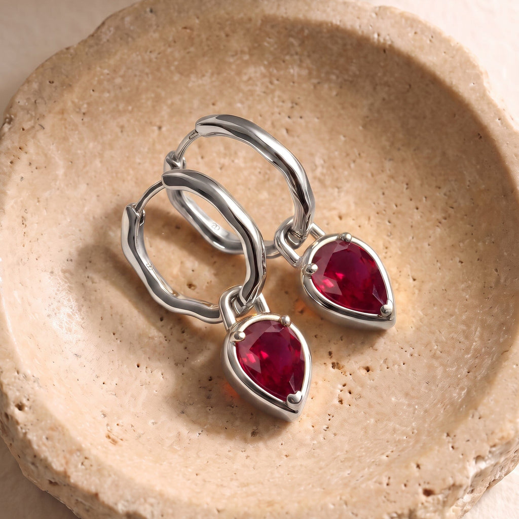 Ruby Talis Hoops - July Birthstone