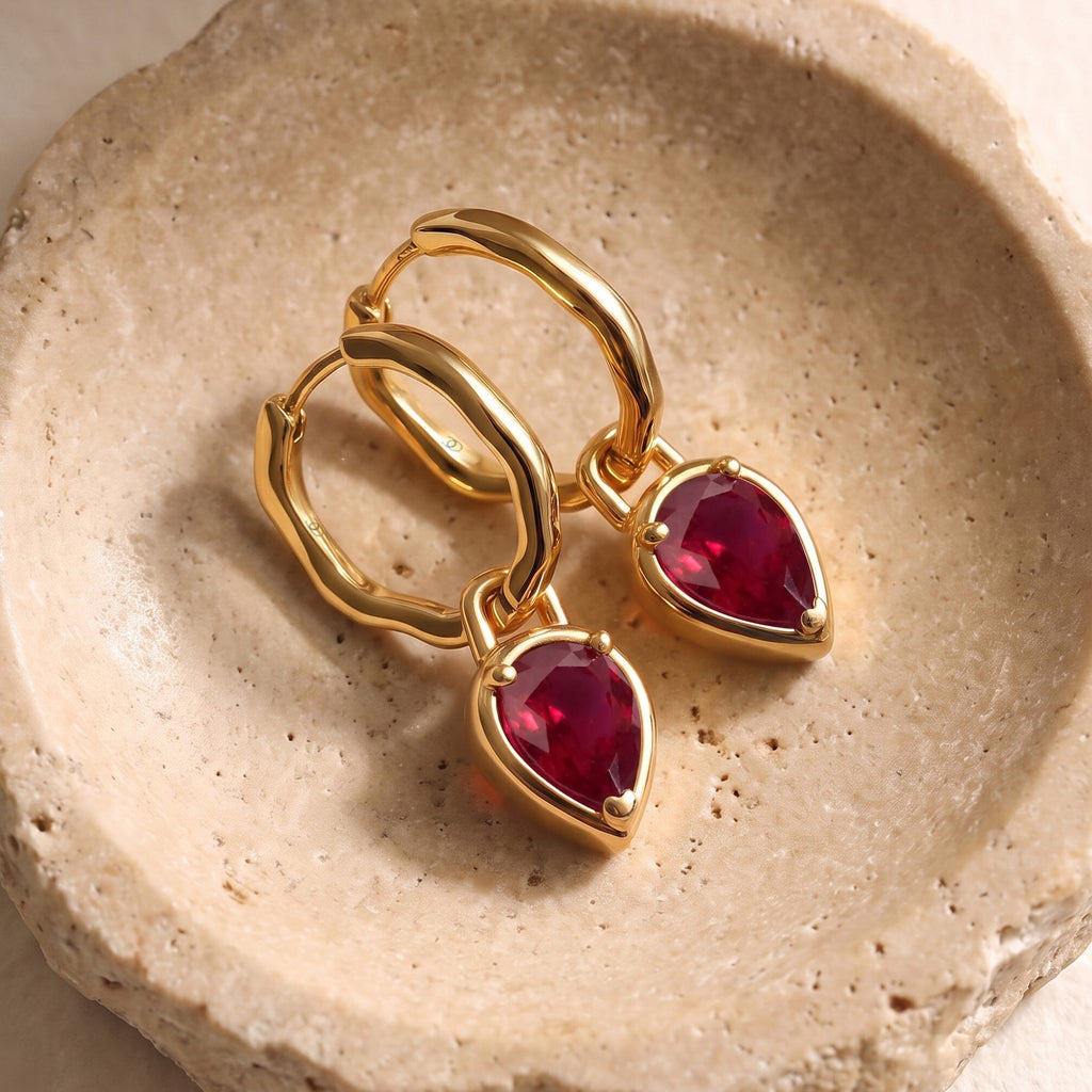 Ruby Talis Hoops - July Birthstone