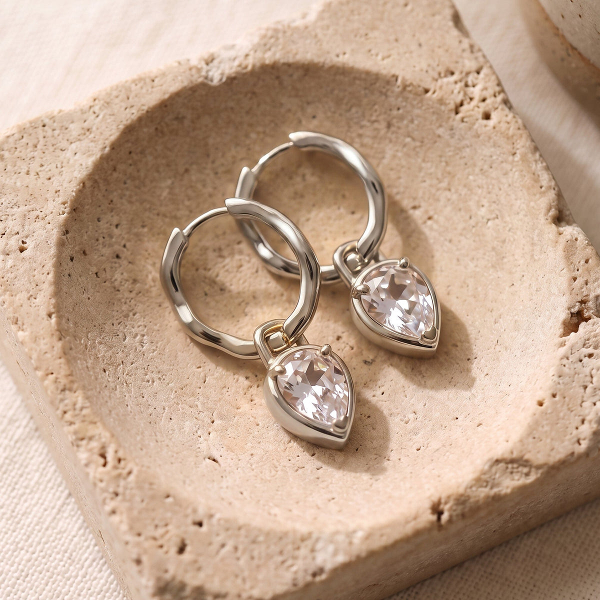 White Topaz Talis Hoops - April Birthstone
