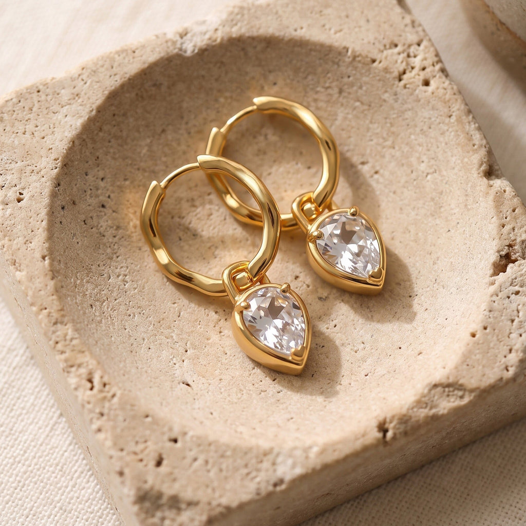 White Topaz Talis Hoops - April Birthstone