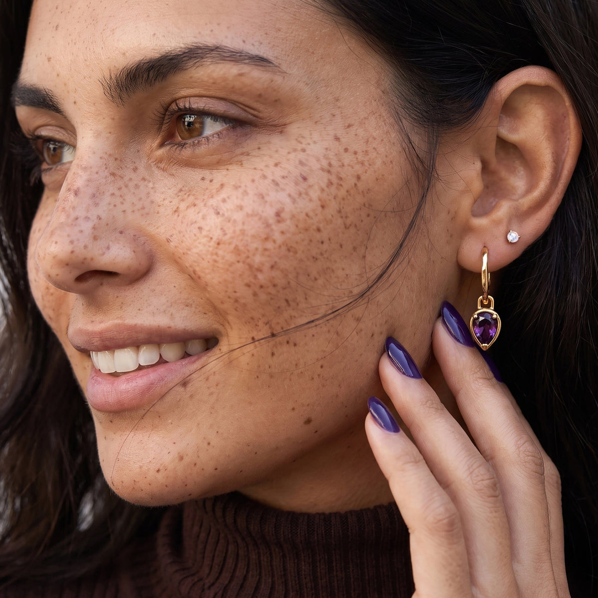 Amethyst Talis Hoops - February Birthstone