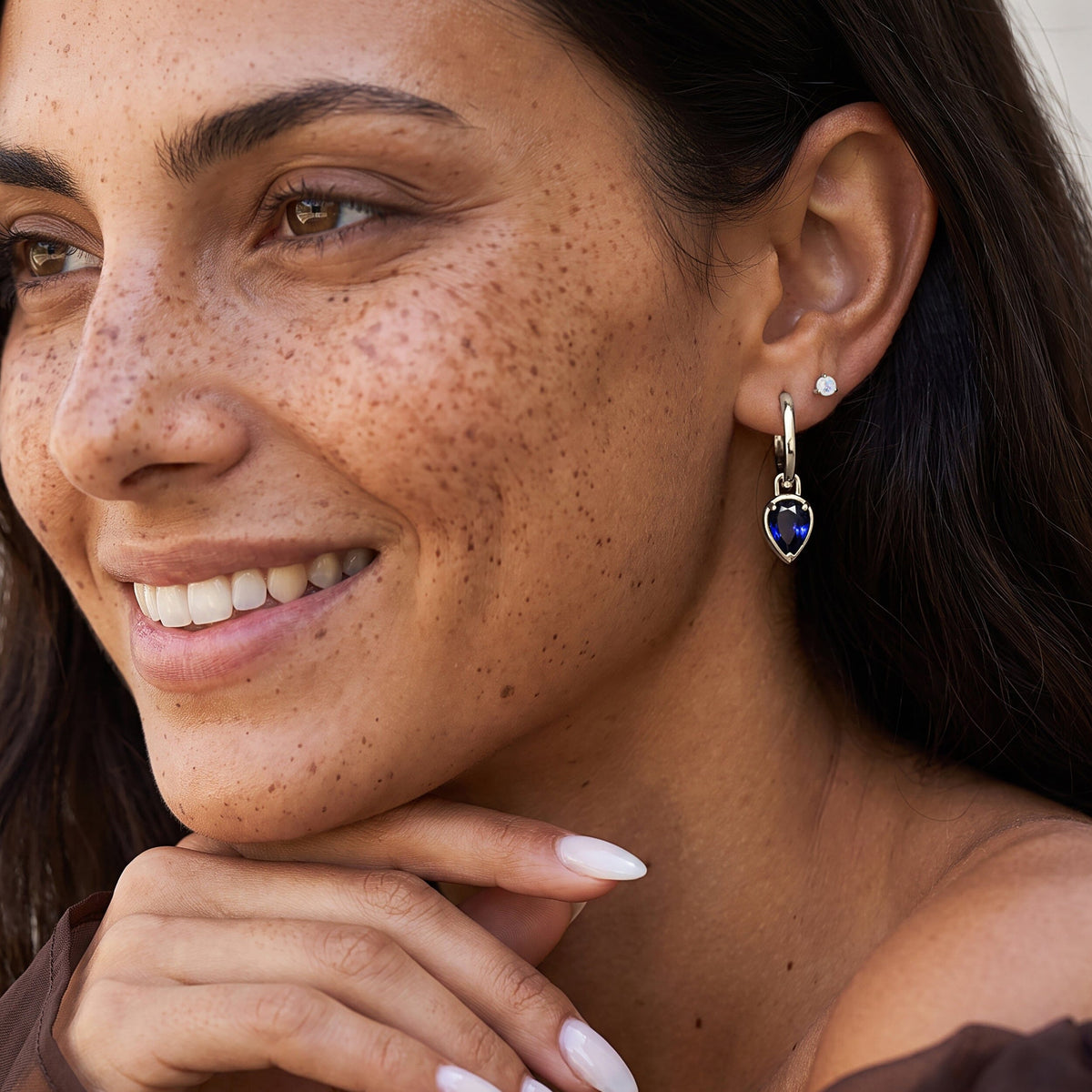 Blue Sapphire Talis Hoops - September Birthstone