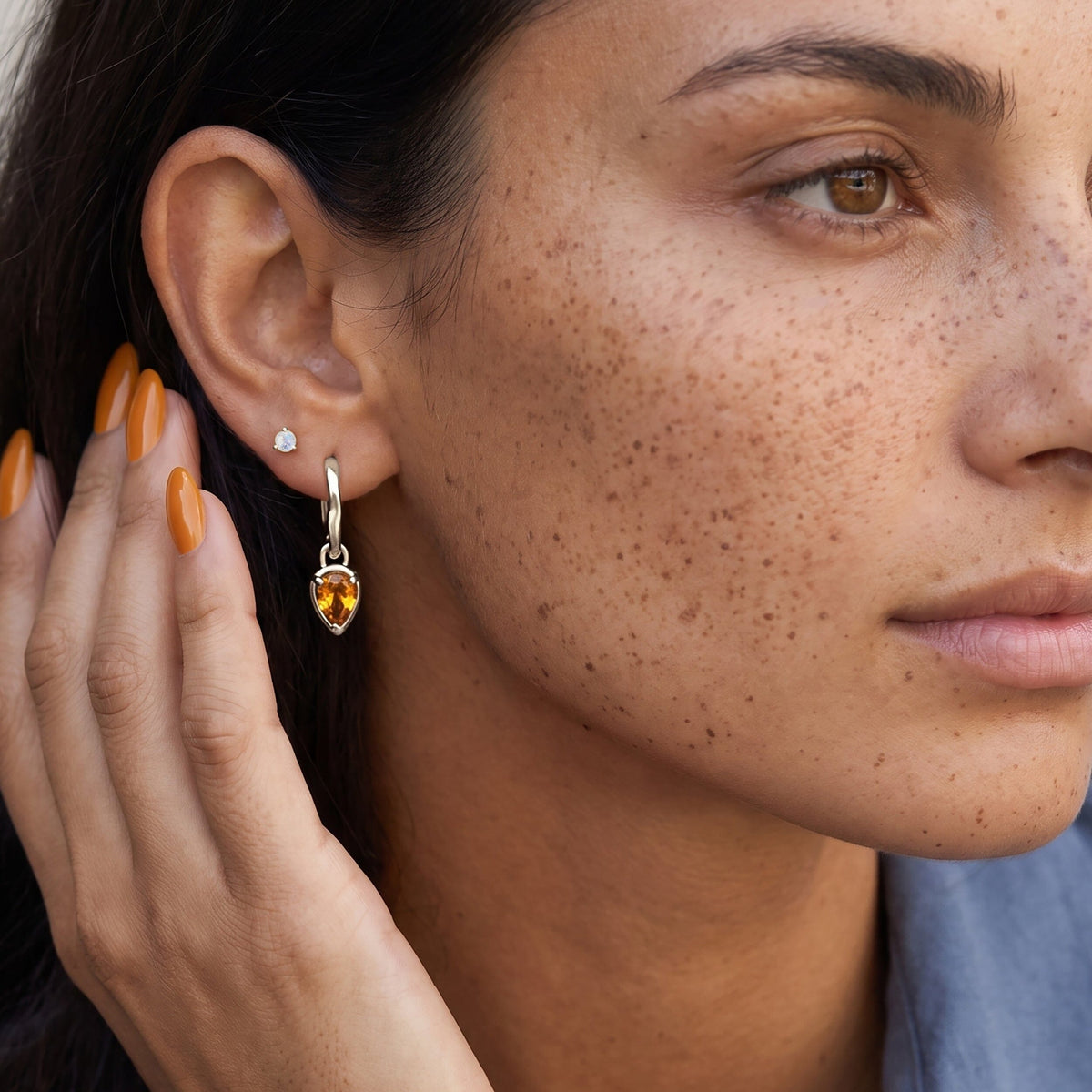 Citrine Talis Hoops - November Birthstone