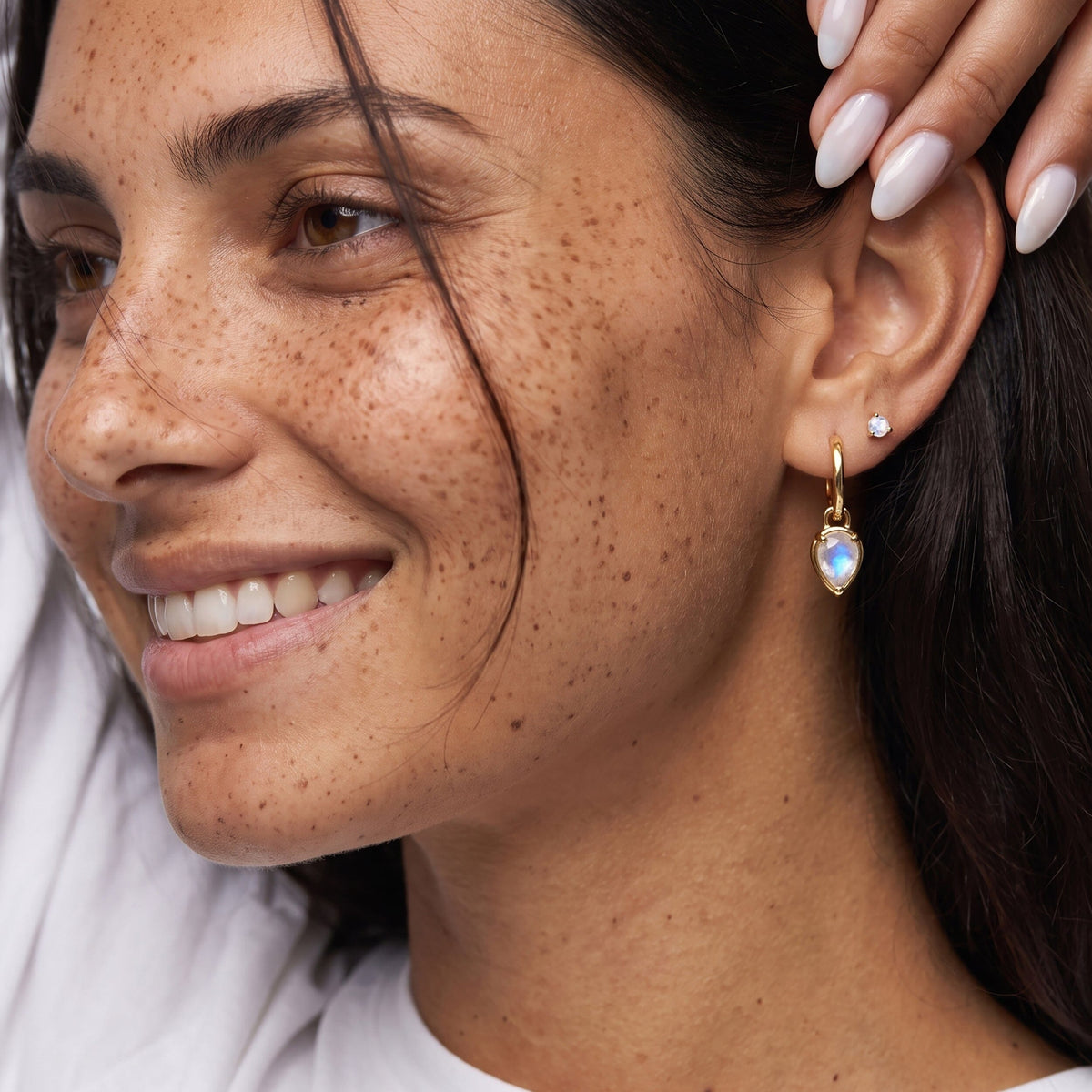 Moonstone Talis Hoops - June Birthstone