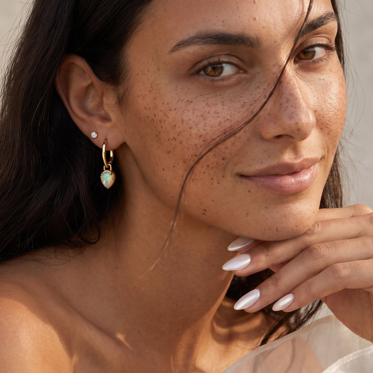 Opal Talis Hoops - October Birthstone