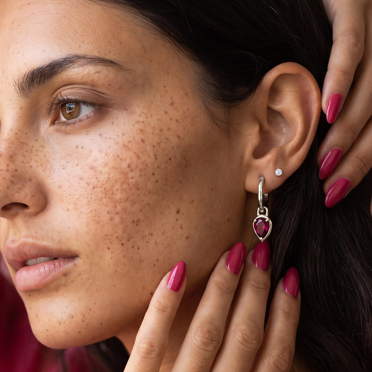 Ruby Talis Hoops - July Birthstone