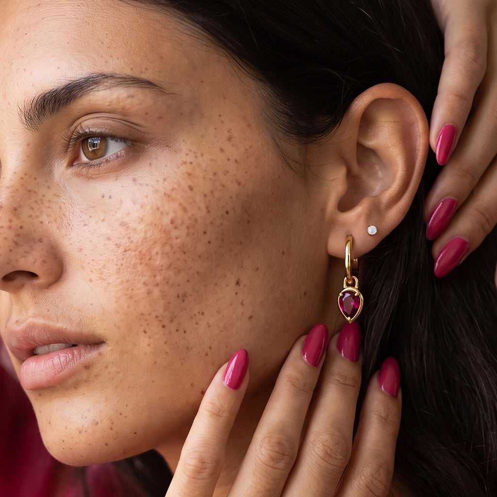 Ruby Talis Hoops - July Birthstone