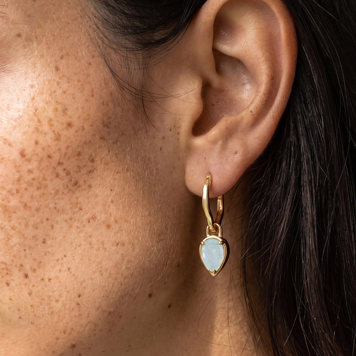 Aquamarine Talis Hoops - March Birthstone
