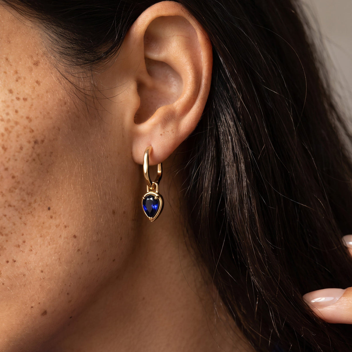 Blue Sapphire Talis Hoops - September Birthstone