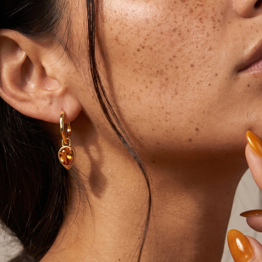 Citrine Talis Hoops - November Birthstone
