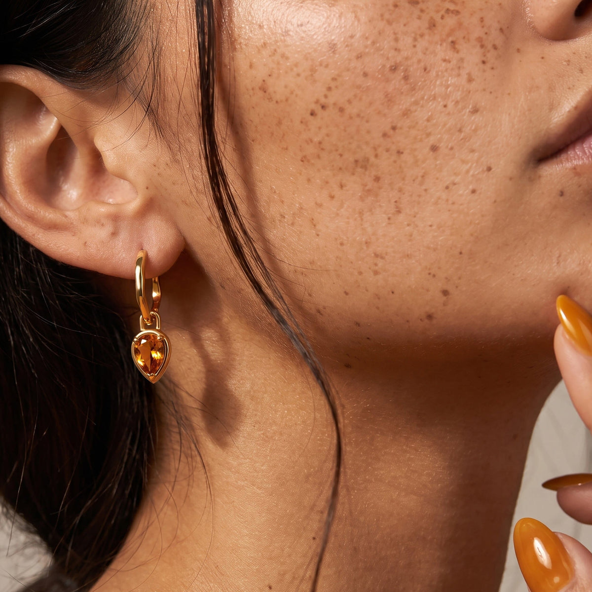 Citrine Talis Hoops - November Birthstone