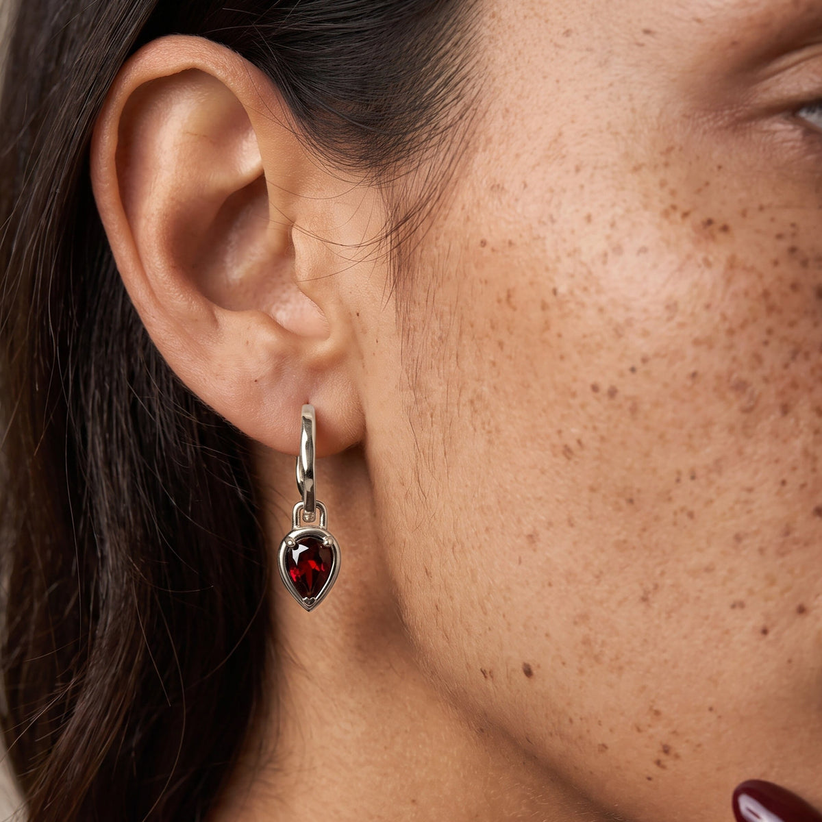 Garnet Talis Hoops - January Birthstone