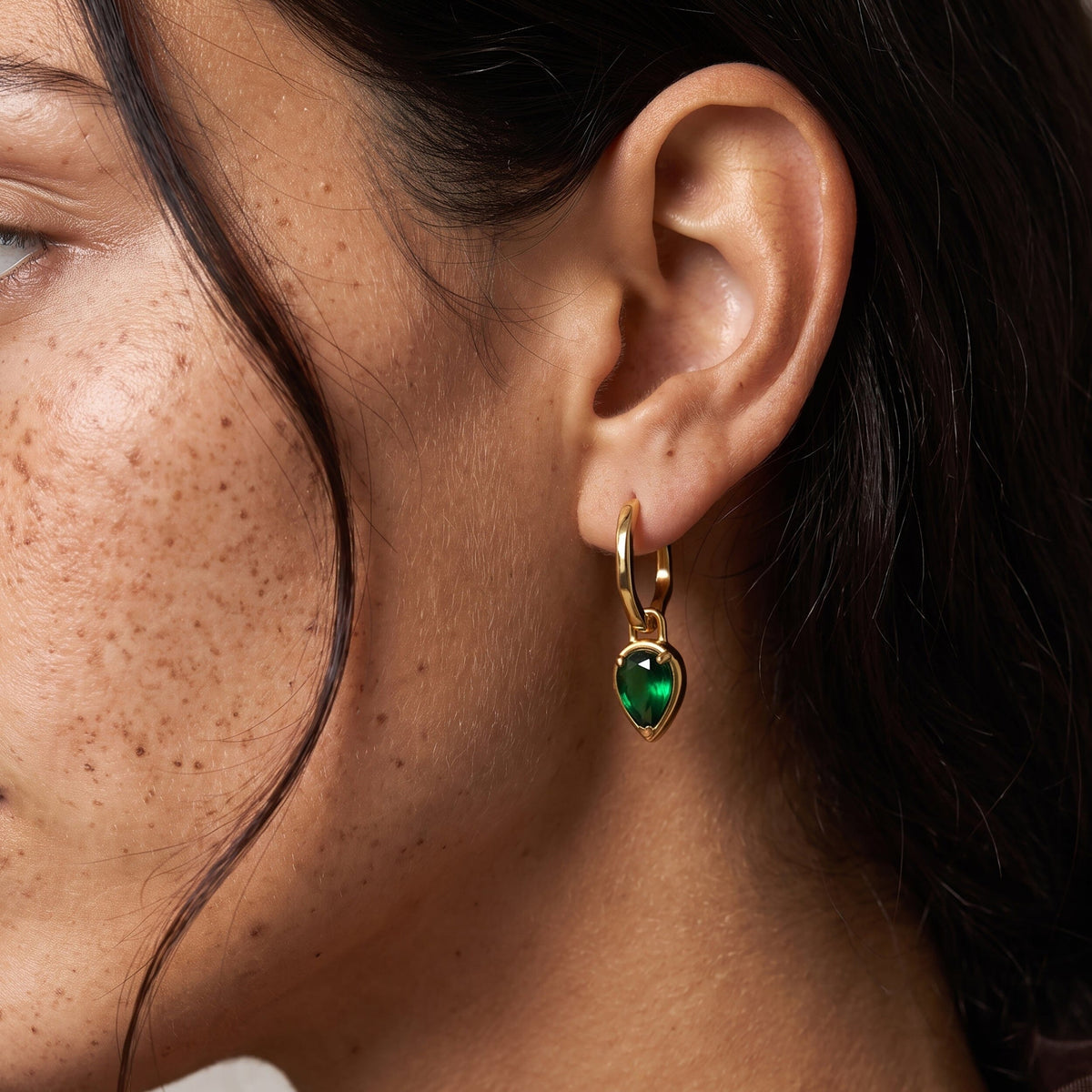 Green Onyx Talis Hoops - May Birthstone