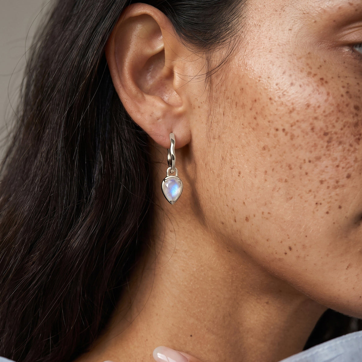 Moonstone Talis Hoops - June Birthstone