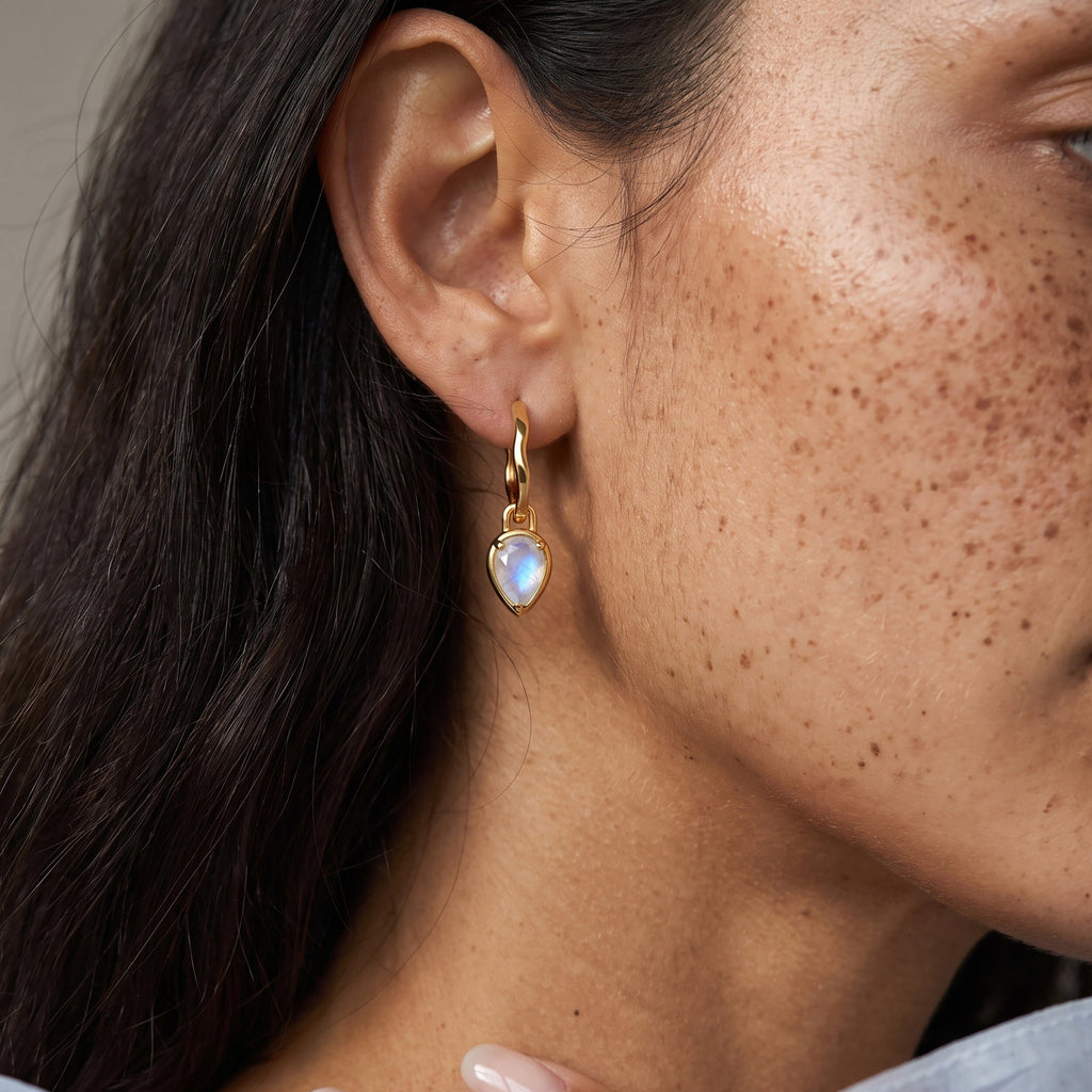 Moonstone Talis Hoops - June Birthstone