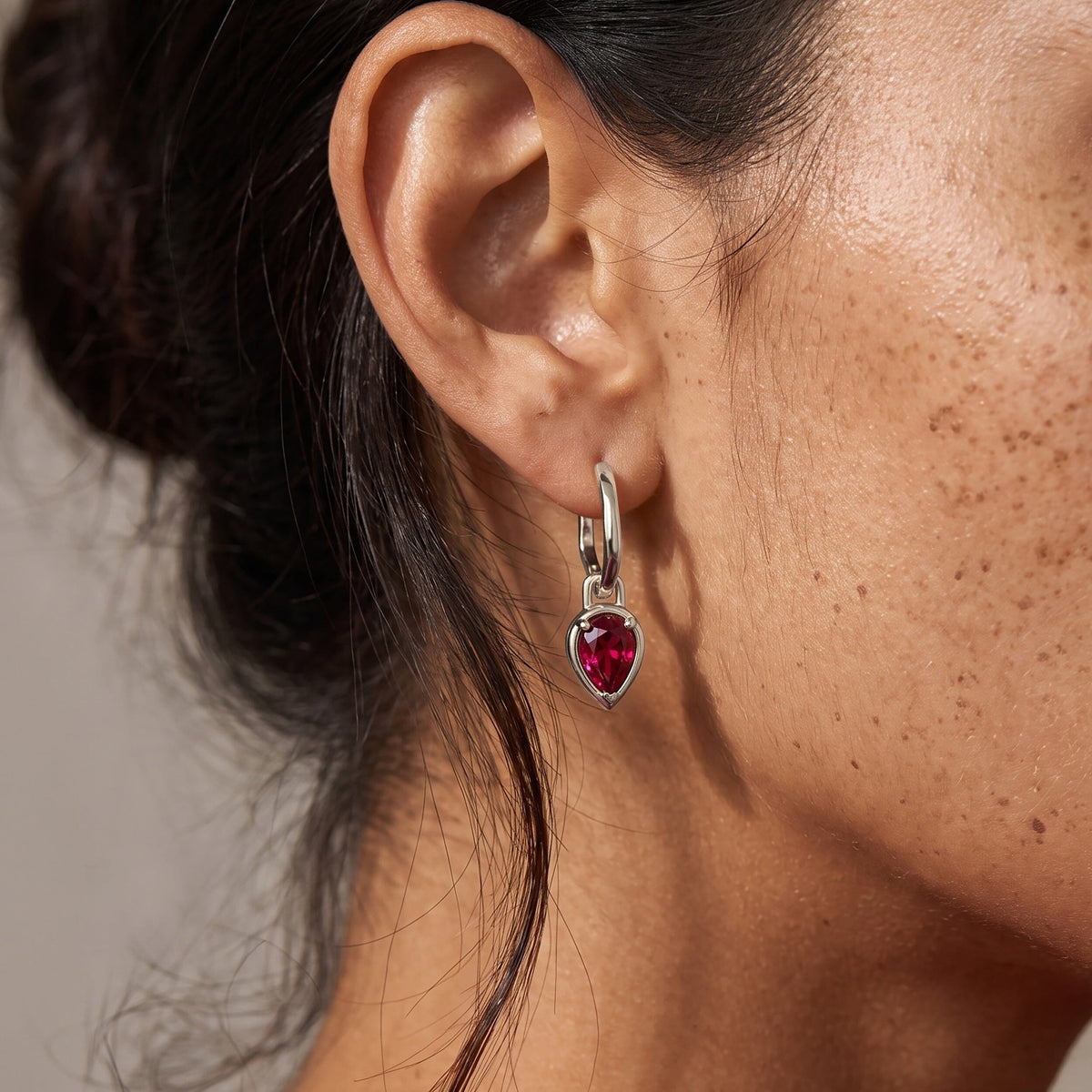 Ruby Talis Hoops - July Birthstone