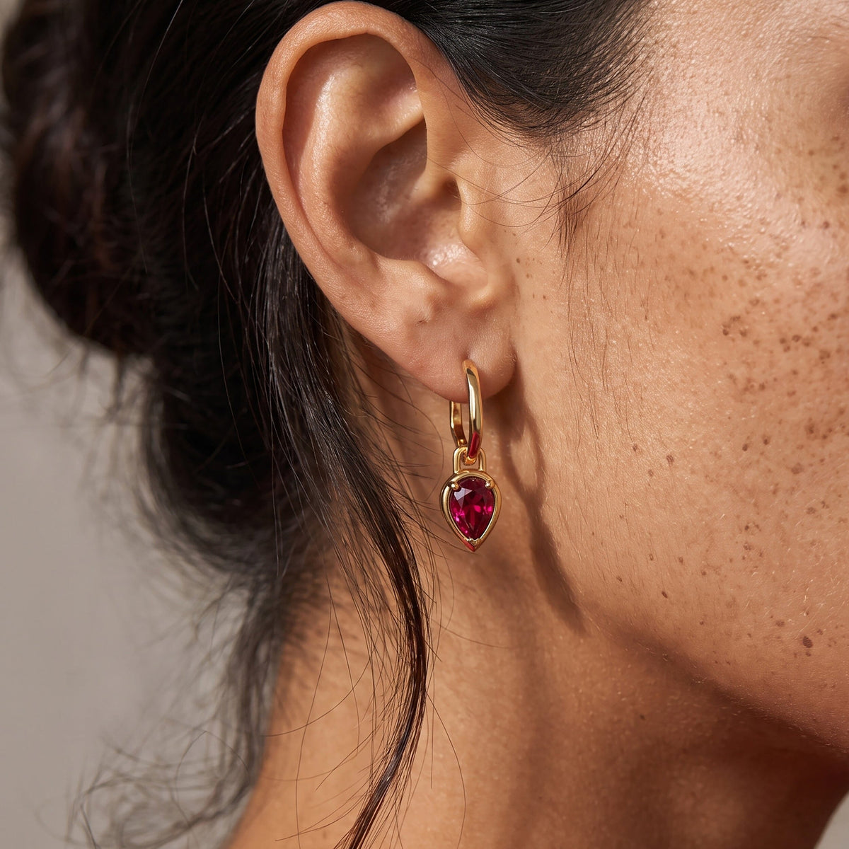 Ruby Talis Hoops - July Birthstone