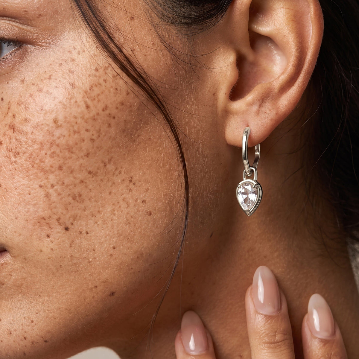 White Topaz Talis Hoops - April Birthstone
