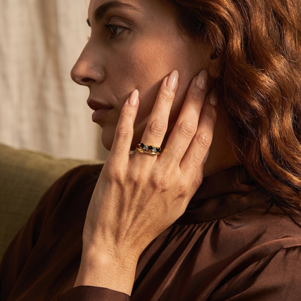 Black Obsidian Labradorite Ring - Crush