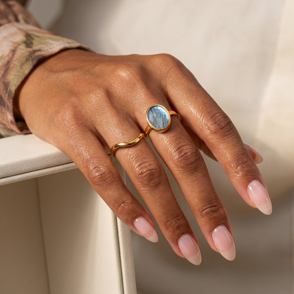 Enfolded Labradorite & Waves Rings