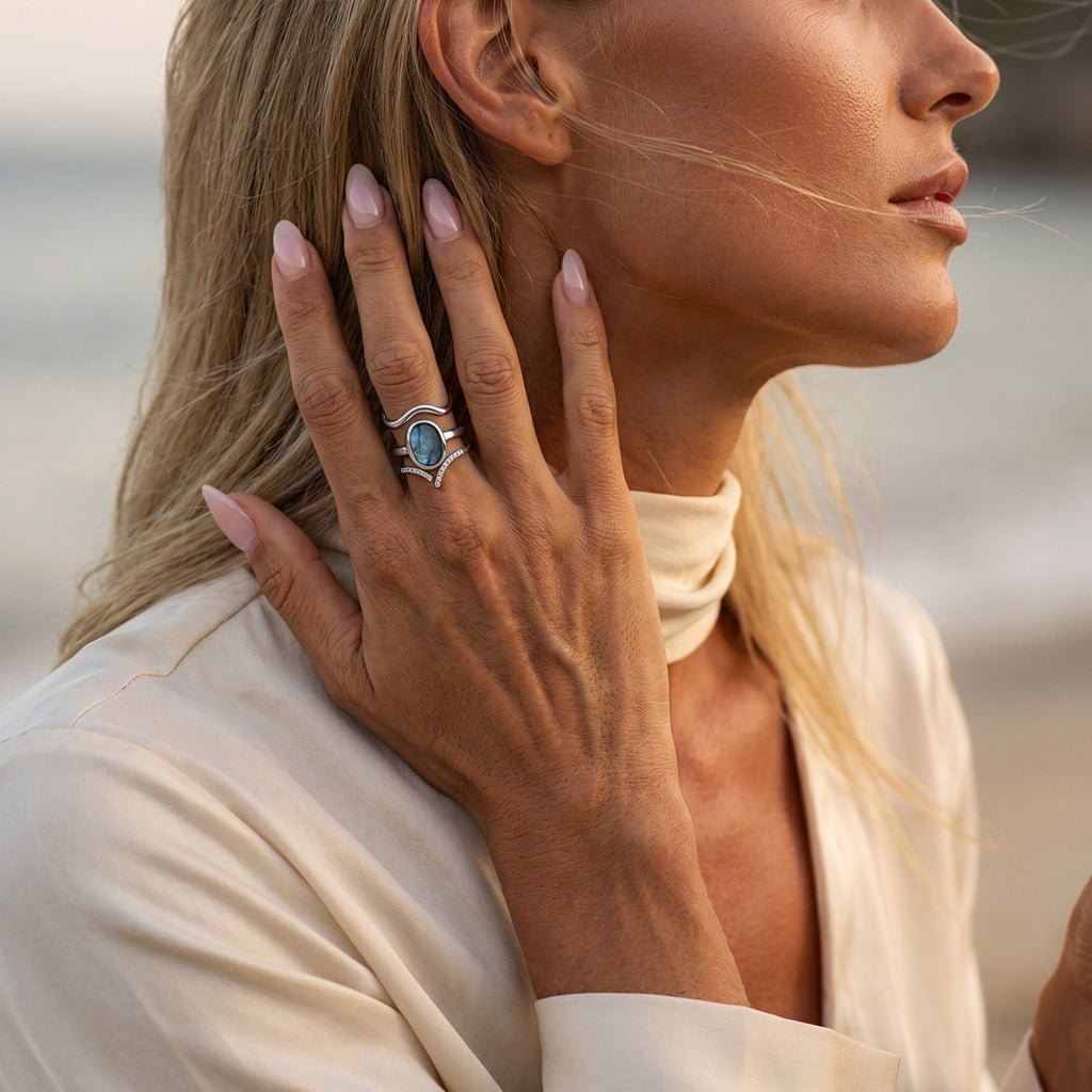 Enfolded Labradorite & Infinite & Waves Rings