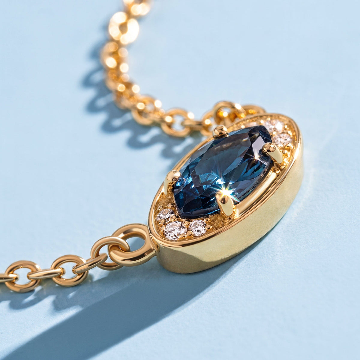 Blue Topaz Necklace - Evil Eye