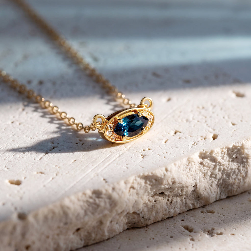 Blue Topaz Necklace - Evil Eye