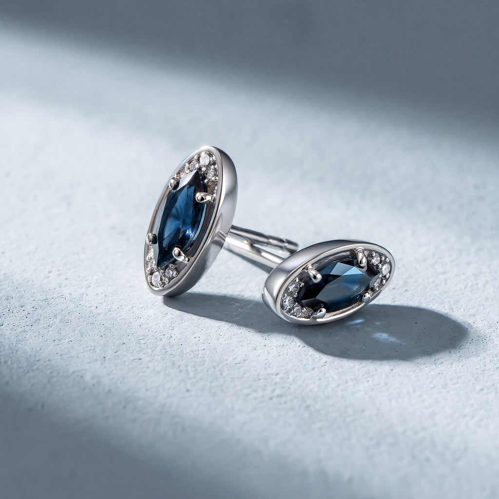 Blue Topaz Earrings - Evil Eye