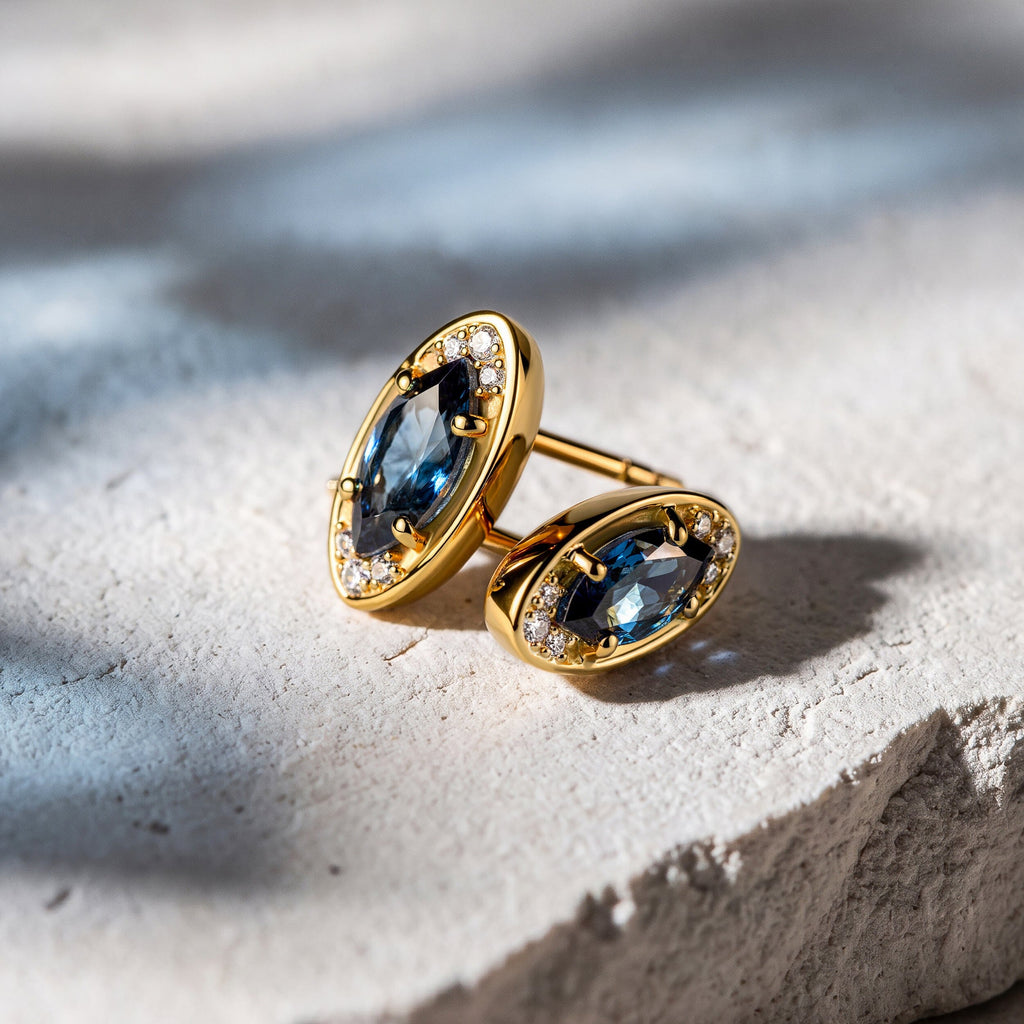 Blue Topaz Earrings - Evil Eye